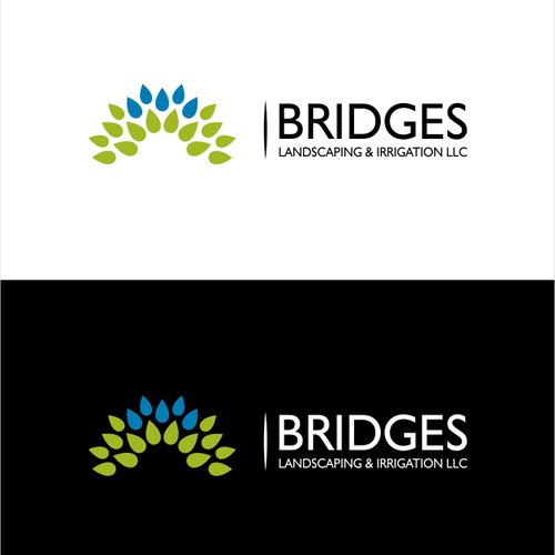 Drop design with the title 'logo for Bridges Landscaping and Irrigation LLC'