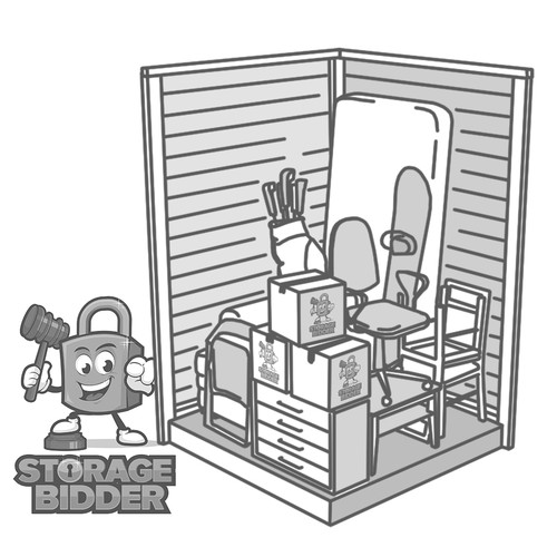 Sketch artwork with the title 'Sketch style illustration for storage brand'