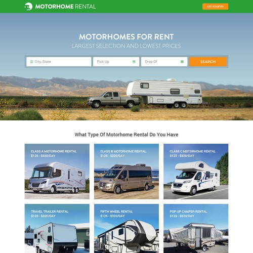 RV design with the title 'RV Rental Homage'