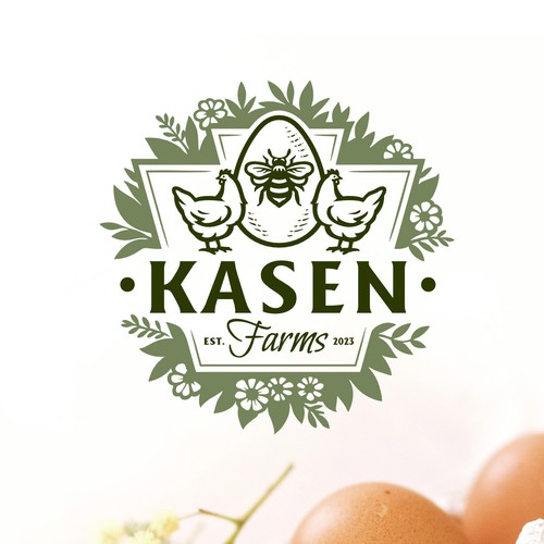 Egg design with the title 'KASEN Farms'
