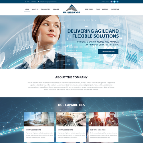 IT design with the title 'Blue Ridge Dynamics Landing Page'