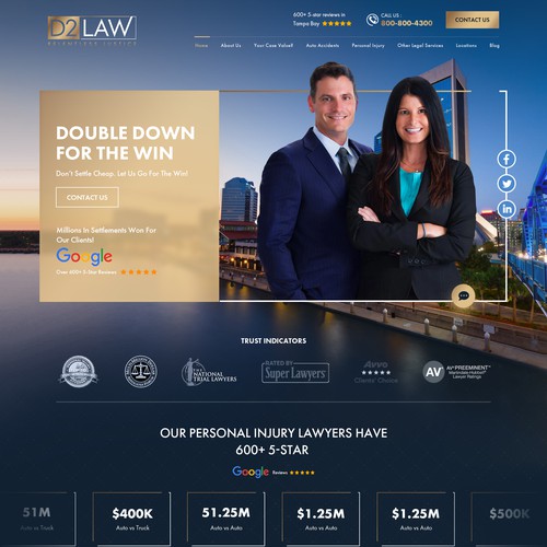 Lawyer website with the title 'D2 Law Relenless Justice'