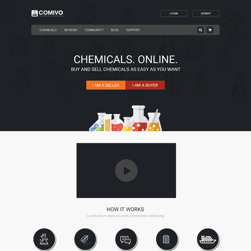 Theme design with the title 'Chemical Market Place Web Design'