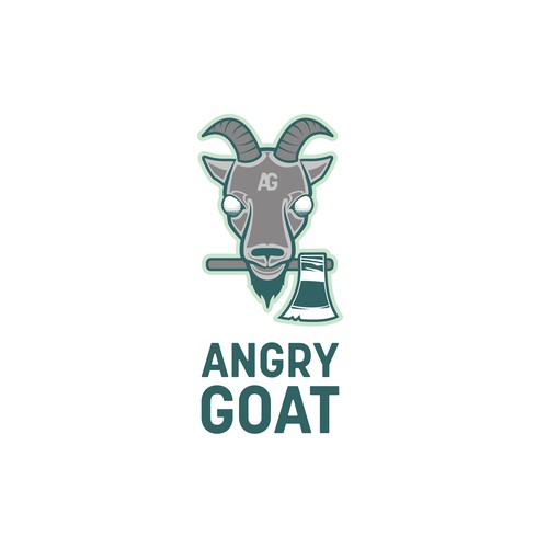 Axe design with the title 'Angry Goat Golf and Axe Throwing'