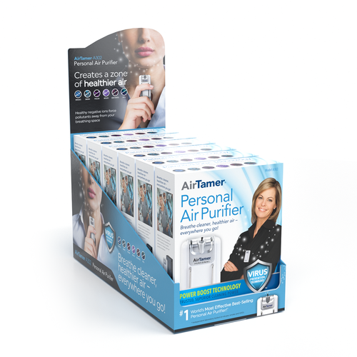 Air design with the title 'Packaging and Display Design for Air Purifier Device'