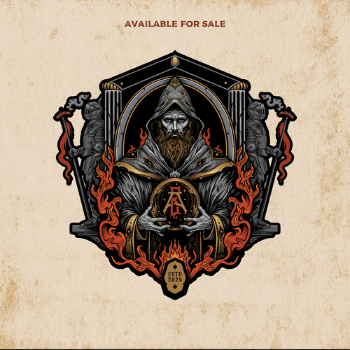 Label logo with the title 'Hand-drawn Illustration (Logo, label, t-shirt..) AVAILABLE FOR SALE. Adjustable for a custom project (no sausages for example)'