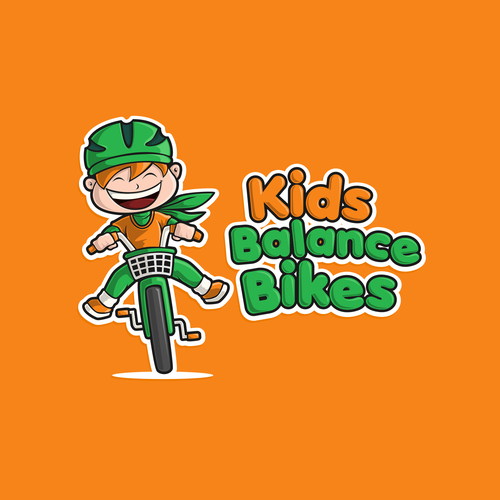 Bike logo with the title 'Bold logo concept for Kids Balance Bikes'
