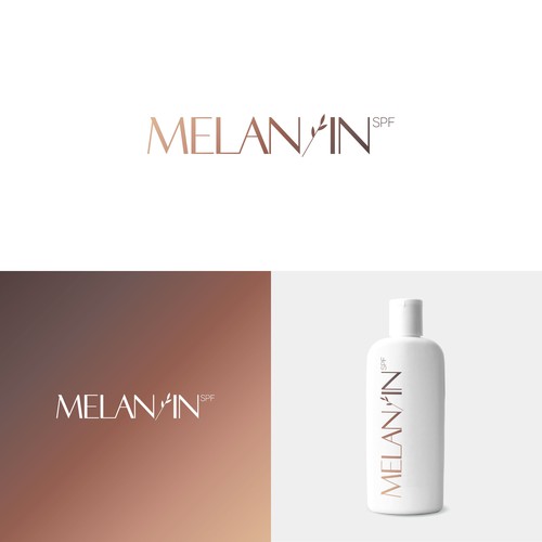 Skincare logo with the title 'MELAN/IN SPF'