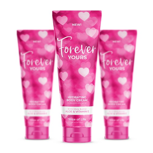 Cream packaging with the title ' Forever Yours Body Cream'