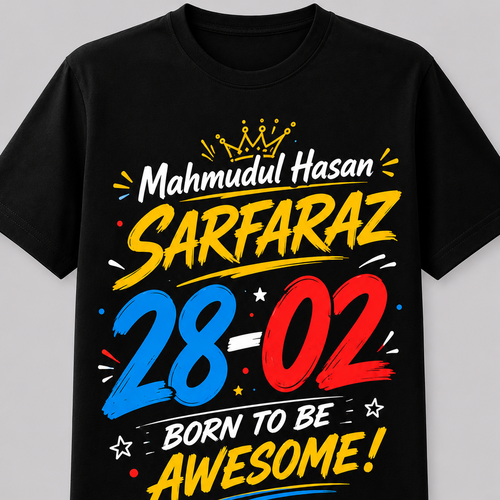 Birthday design with the title 'Playful Birthday Date Graphic Tee'