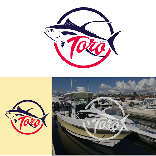 Fishing boat logo with the title 'toro'