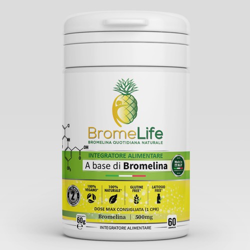 Pharmaceutical packaging with the title 'Label design for BromeLife!'