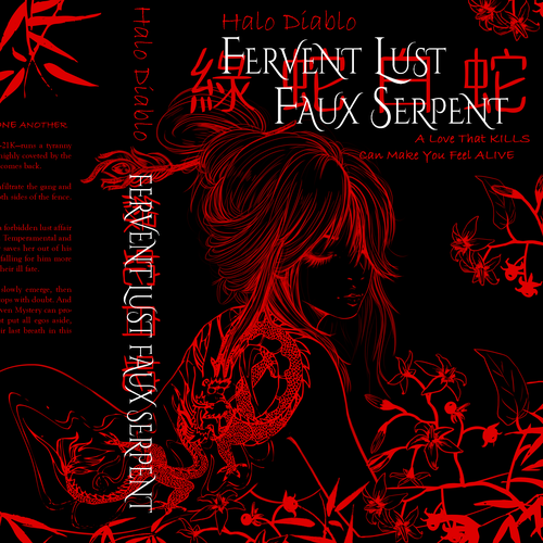 Drawing book cover with the title 'Fervent Lust Faux Serpent - Halo Diablo'