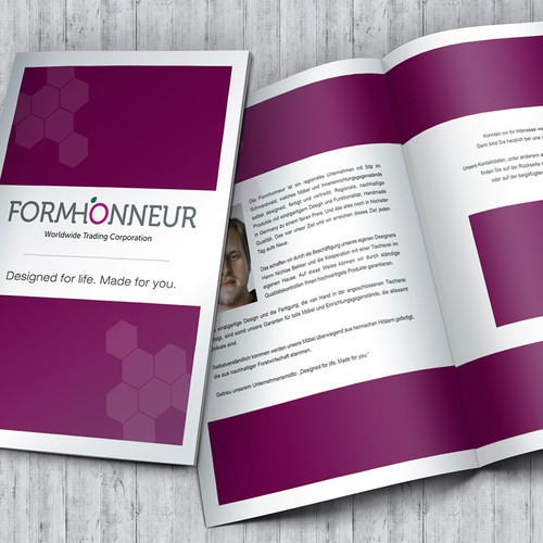 Magenta design with the title 'Firmenaushängeschild für erfolgreiches Start Up.'