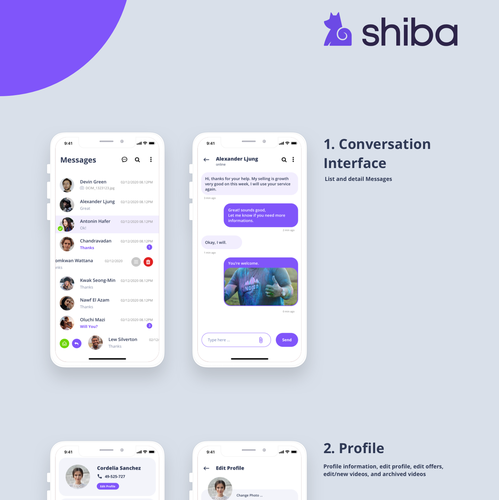 Messaging design with the title 'Influencer Messaging App'