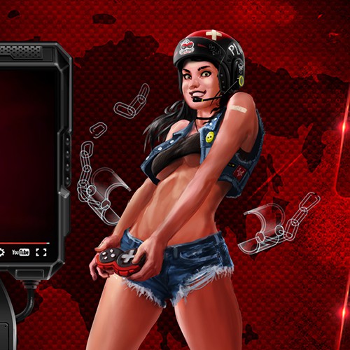 Painting design with the title 'SpawnCandy Gamer Characters'