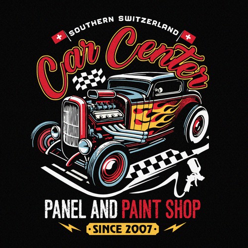 Automotive t-shirt with the title 'Car Center T-shirt Design '