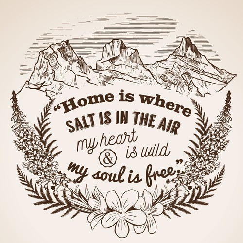 Mountain artwork with the title 'nature illustration'