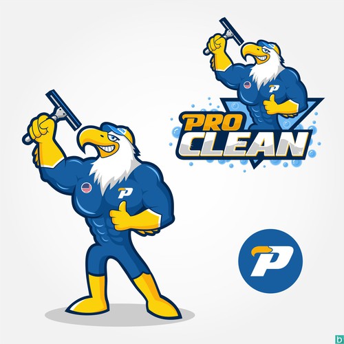 Cleaning company logo with the title 'Exterior Cleaning Mascot Logo - Pro Clean'