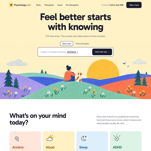 Website with the title 'Psychology.com, a trusted psychology publisher: evolve the brand across '