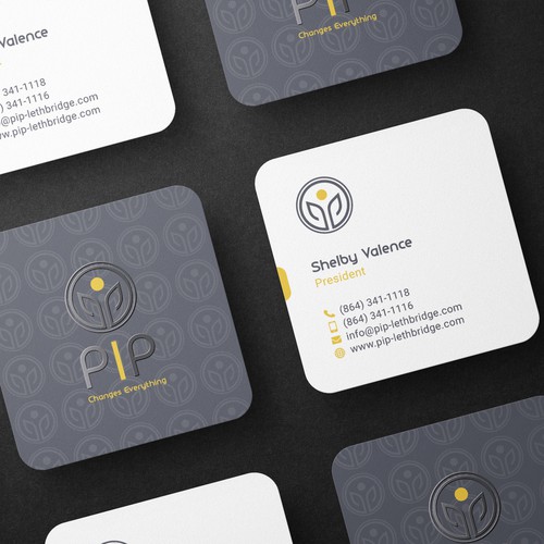 Embossed design with the title 'Square Business Card Design For PiP'