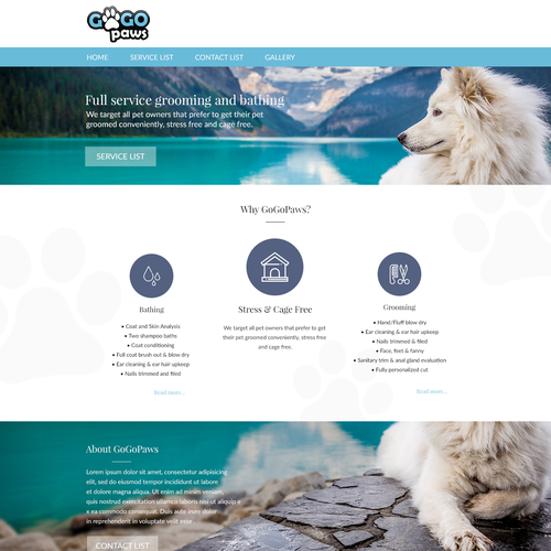 Fresh website with the title 'Pet Grooming Service'