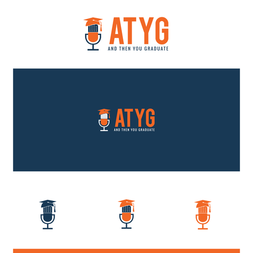 Microphone logo with the title 'Podcast logo design'