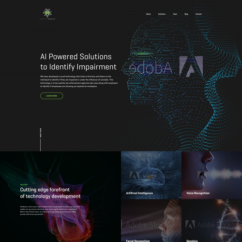 White website with the title 'Design a website for an Artificial Intelligence Technology Company for Cannabis impairment'