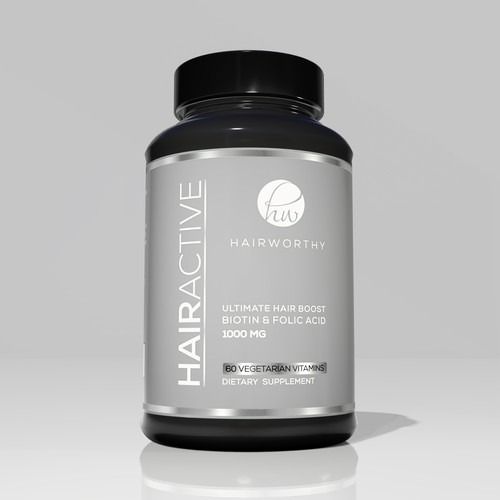 Hair label with the title 'Hair active label design'