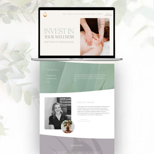 Massage design with the title 'Website Design for Wellness by Danielle'