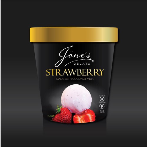 Ice cream packaging with the title 'Jones Gelato'