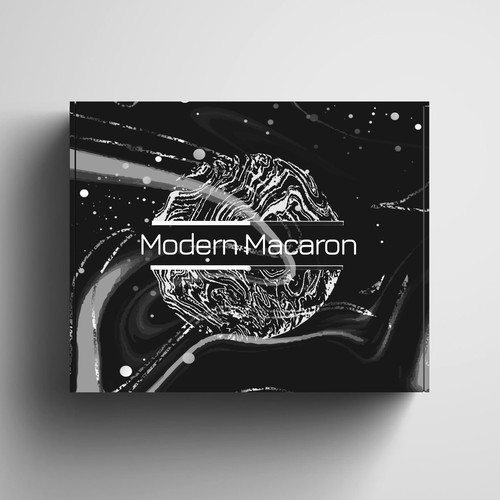 Marble design with the title 'Macaron packaging design'