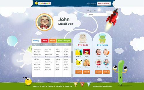 Kid website with the title 'Create the best site for Kids in the world!'