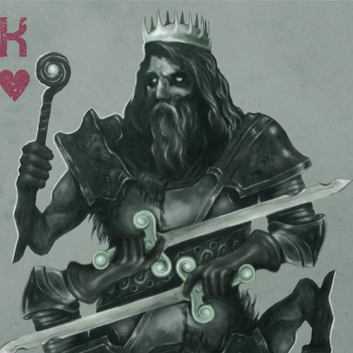 Playing card design with the title 'The Green King'