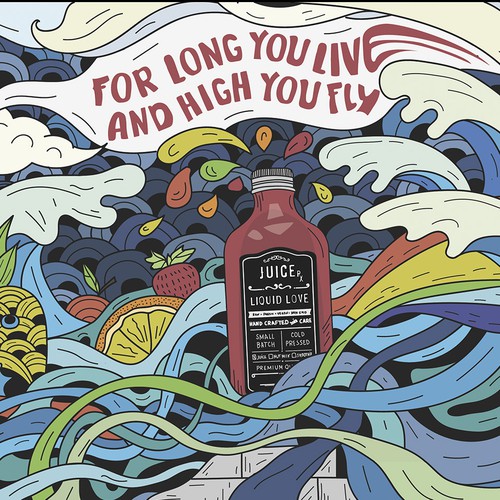 Fruit artwork with the title 'Illustration for wall with a Pink Floyd quote!'