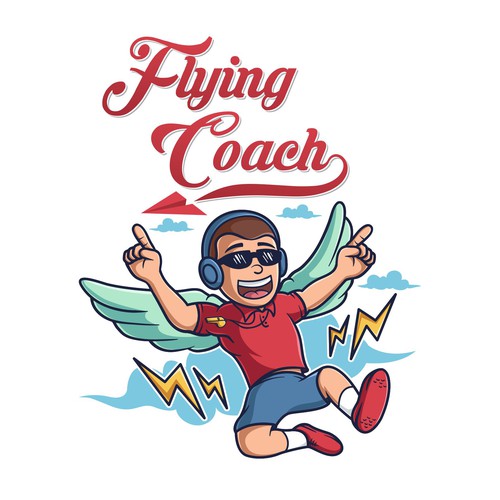 Graphic t-shirt with the title 'Flying Coach'
