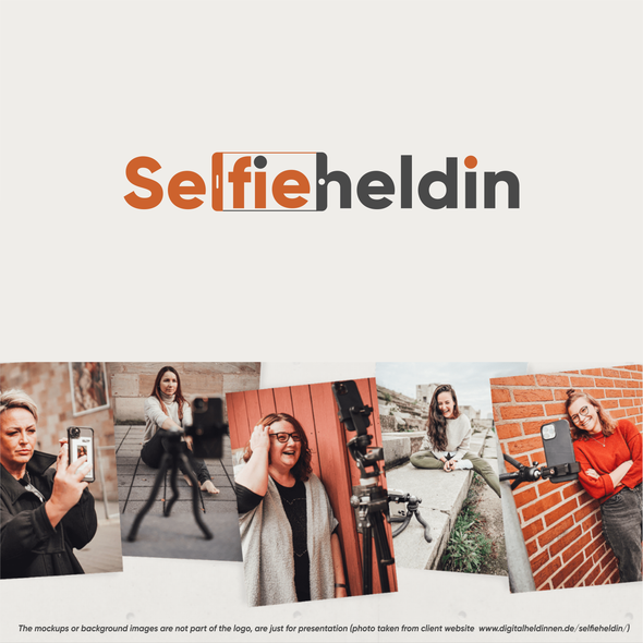 Cell phone logo with the title 'Selfie heldin'