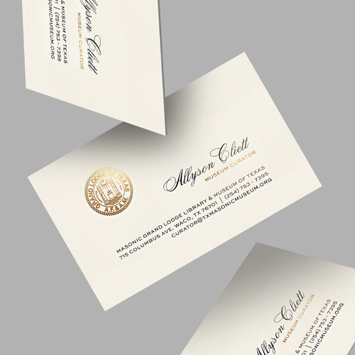 Cream design with the title 'Museum curator business card'