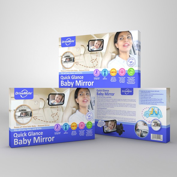Baby packaging with the title 'Minimalist package design for DriveMate'