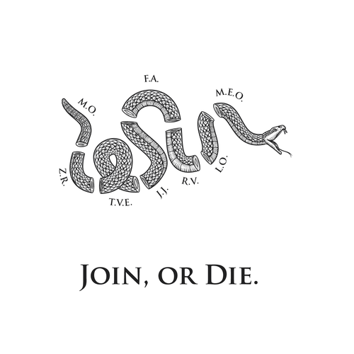 Snake illustration with the title 'Classic vintage illustration for the American history'