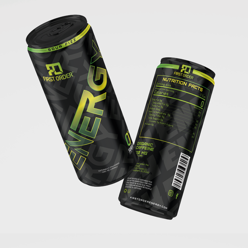 Energy drink label with the title 'Energy drink packaging'