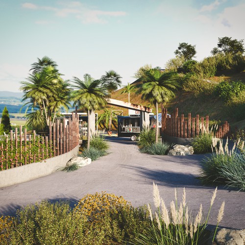 Exterior design with the title '3d render for landscaping'