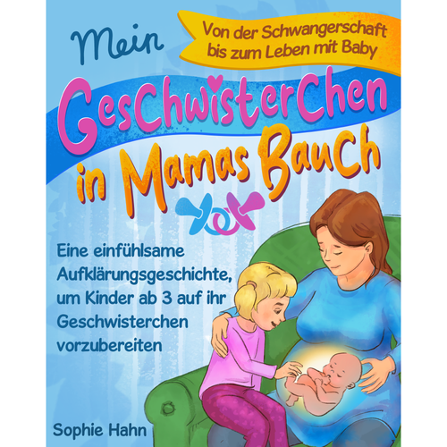 Baby book cover with the title 'Children's book cover for kids becoming big brother/sister'