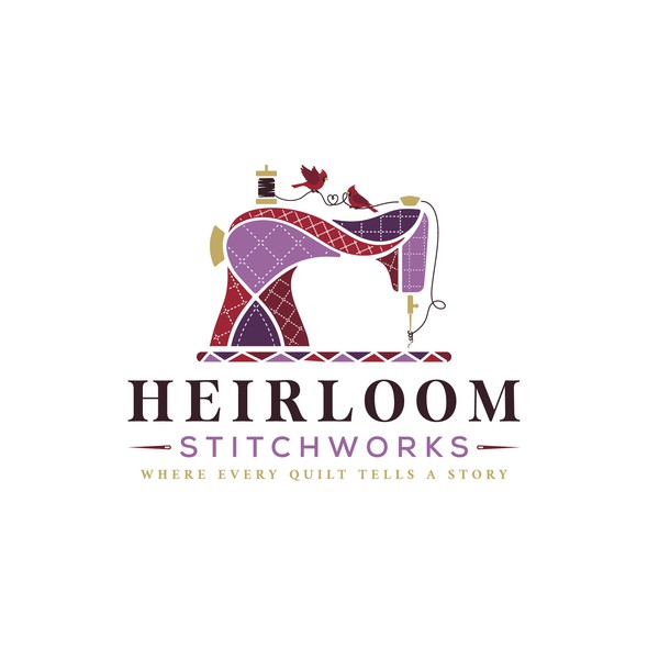 Stitching logo with the title 'Heirloom Stitchworks'