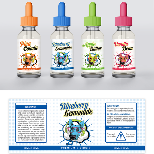 Liquid label with the title 'Premium e-liquid'
