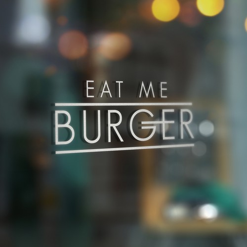 Silver logo with the title 'Modern, clean logo for upmarket burger restaurant'