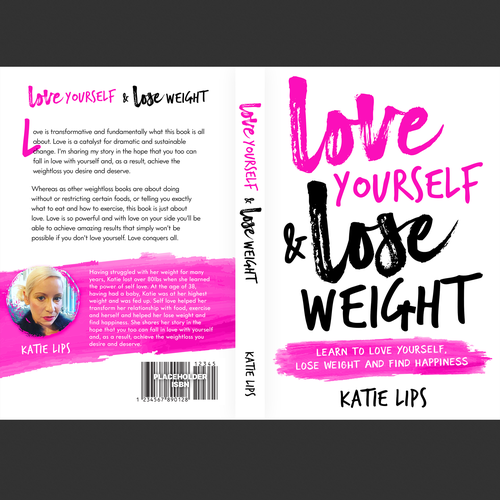 Pink book cover with the title 'Typography Based book About Loving Yourself and Losing Weight'