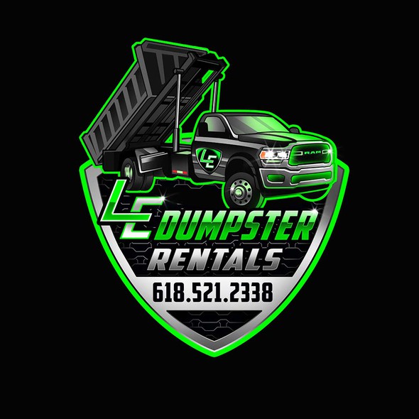 Lion car logo with the title 'Illustrative logo for Le Dumpster Rentals'