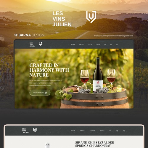 Wine website with the title 'Les Vins Julien'
