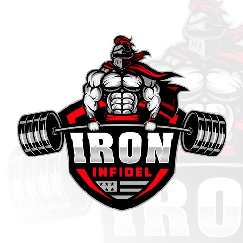 Barbell design with the title 'Iron Infidel'